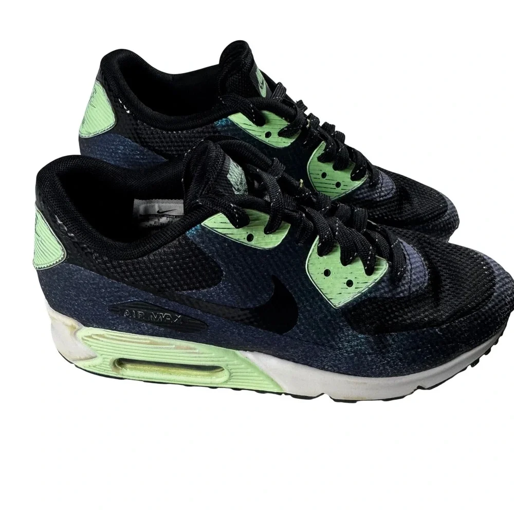 Nike Air Max 90 Hyperfuse Womens 8.5 Black Iridescent Flash Lime Good 811165-001